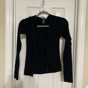 INC Small Ribbed Black Jacket with Hood